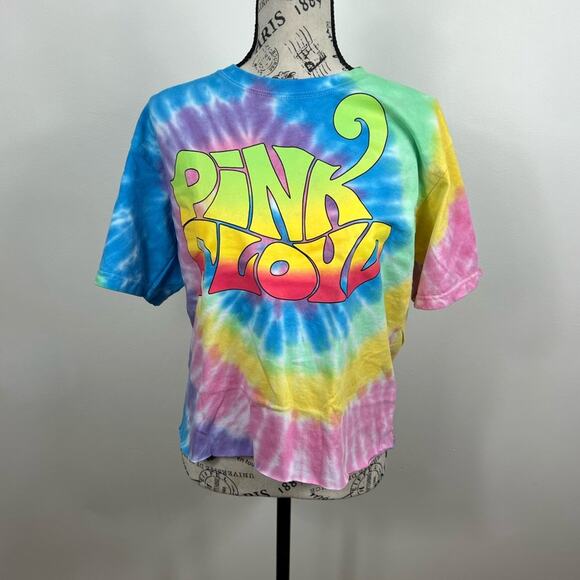 Pink Floyd Tops - NWT Pink Floyd tie dye raw cut cropped short sleeve T-Shirt